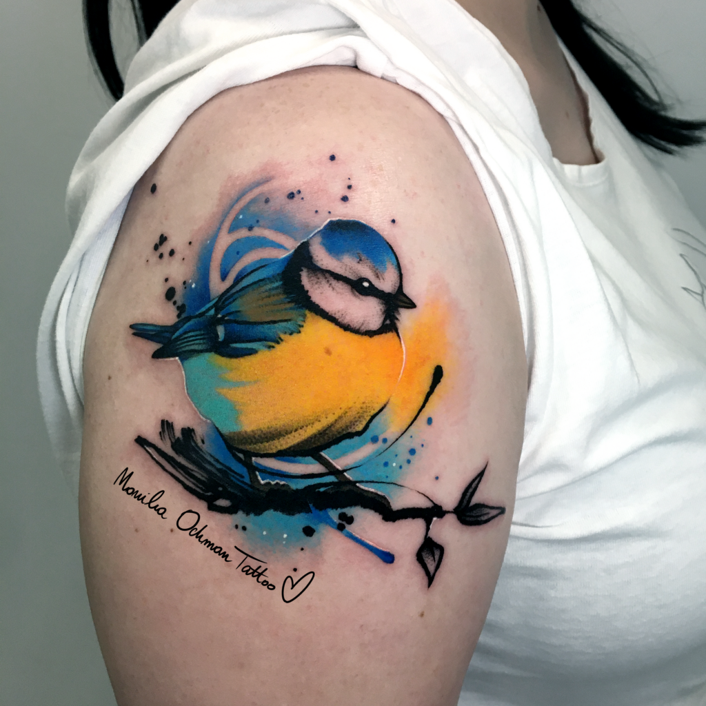 Tuteazz tatuaz-realistyczno-malarski-sikorka-modra-modraszka-lodz-monika-ochman ...